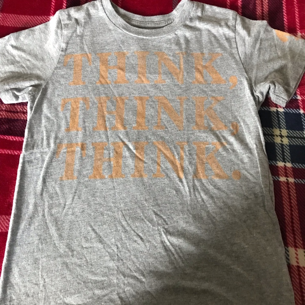 Kids' Pooh Gray Tee with Orange 'THINK' Graphic